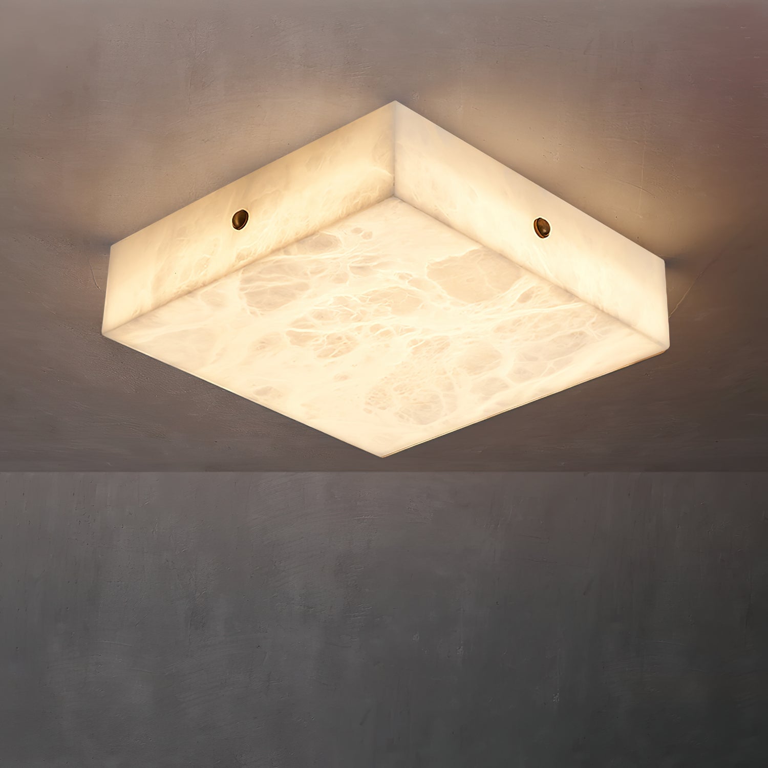 Rauduvys Modern Minimalist Alabaster Flushmount Ceiling Light - Lamp Copper