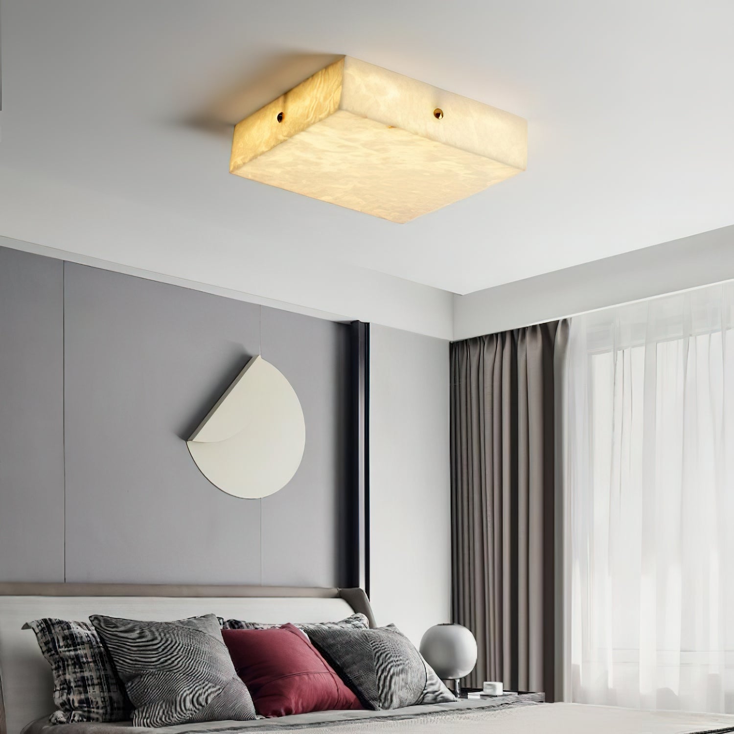 Rauduvys Modern Minimalist Alabaster Flushmount Ceiling Light - Lamp Copper