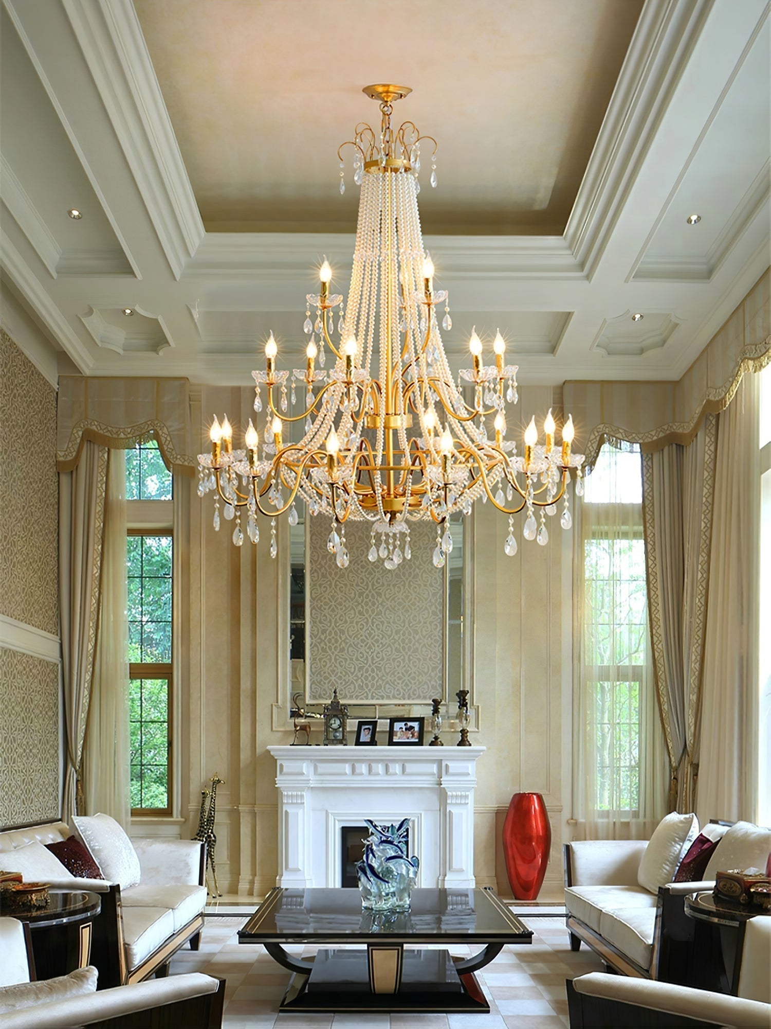 Eurvaros Vintage Crystal Brass Chandelier - Blowlighting