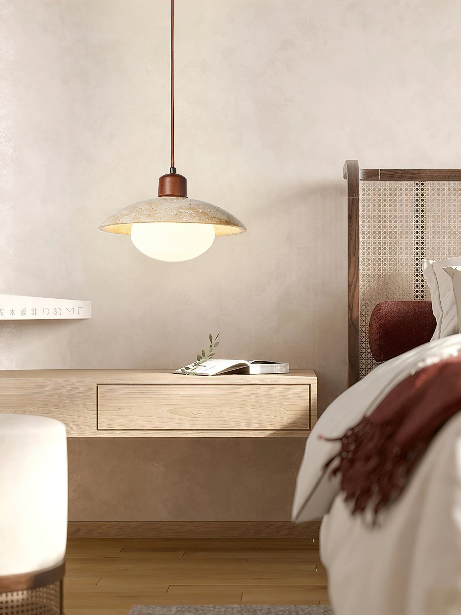 Onorarae Dome-Shade Travertine Pendant Light - Neutralighting