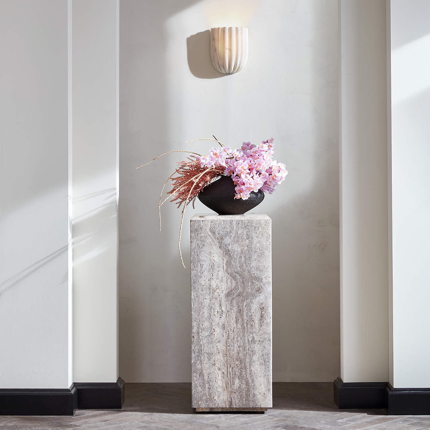 Tinduvys Elegance Ariel Single Marble Fluted Wall Lamp - Lamp Copper