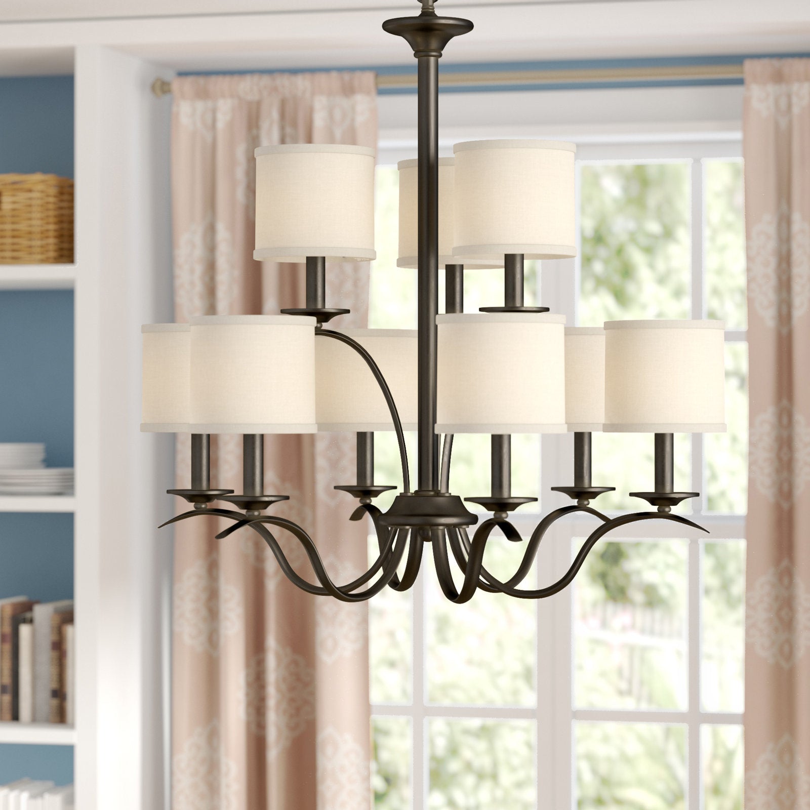 Vatnuvys Traditional Premium Brass Fabric Metal Chandelier - Lamp Copper