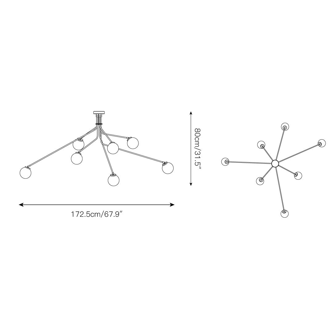 Vatnuvyo Modern Minimalist Brass Metal Glass Ceiling Lamp - Lamp Copper