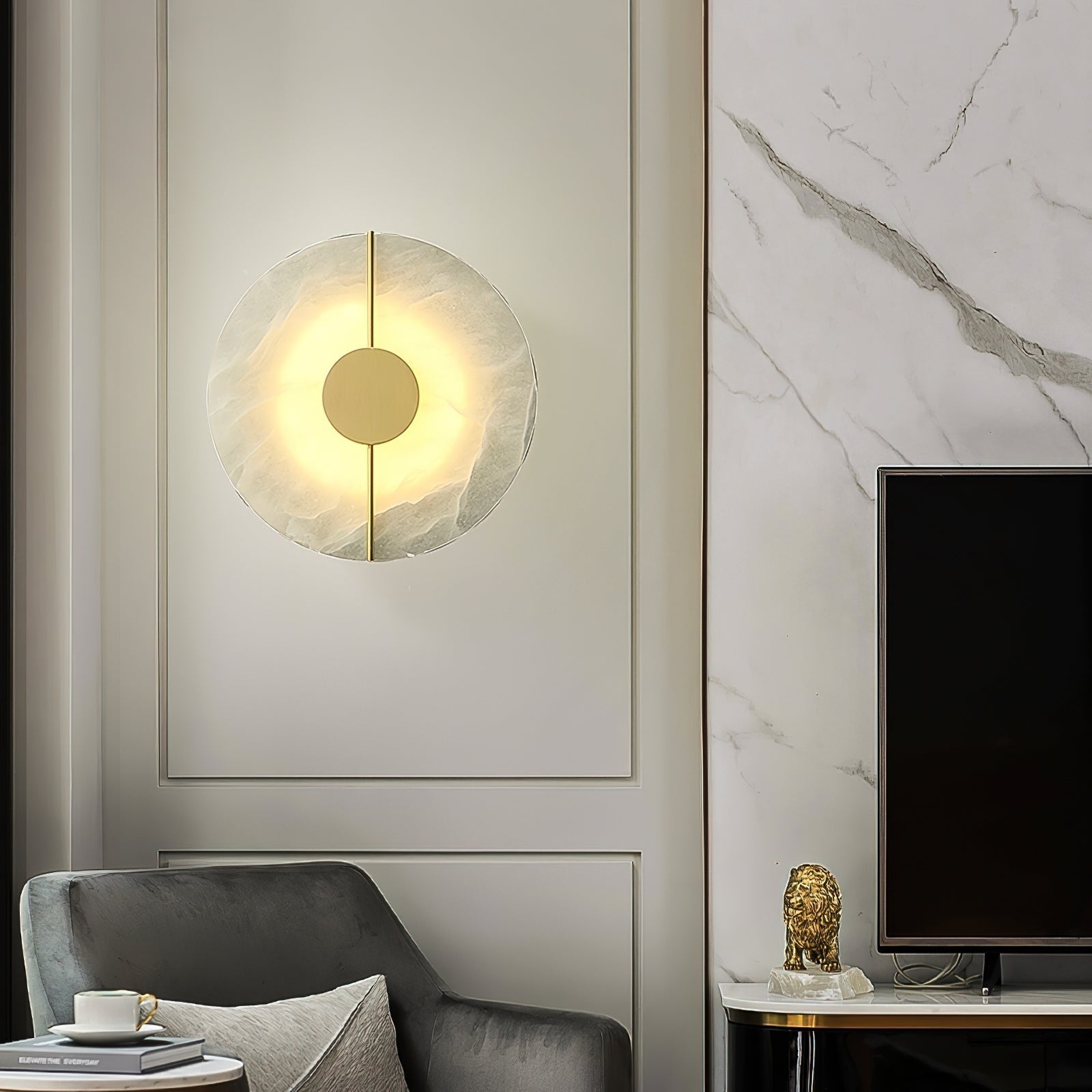 Waegnuvyo Modern Minimalist Alabaster Wall Lamp - Lamp Copper
