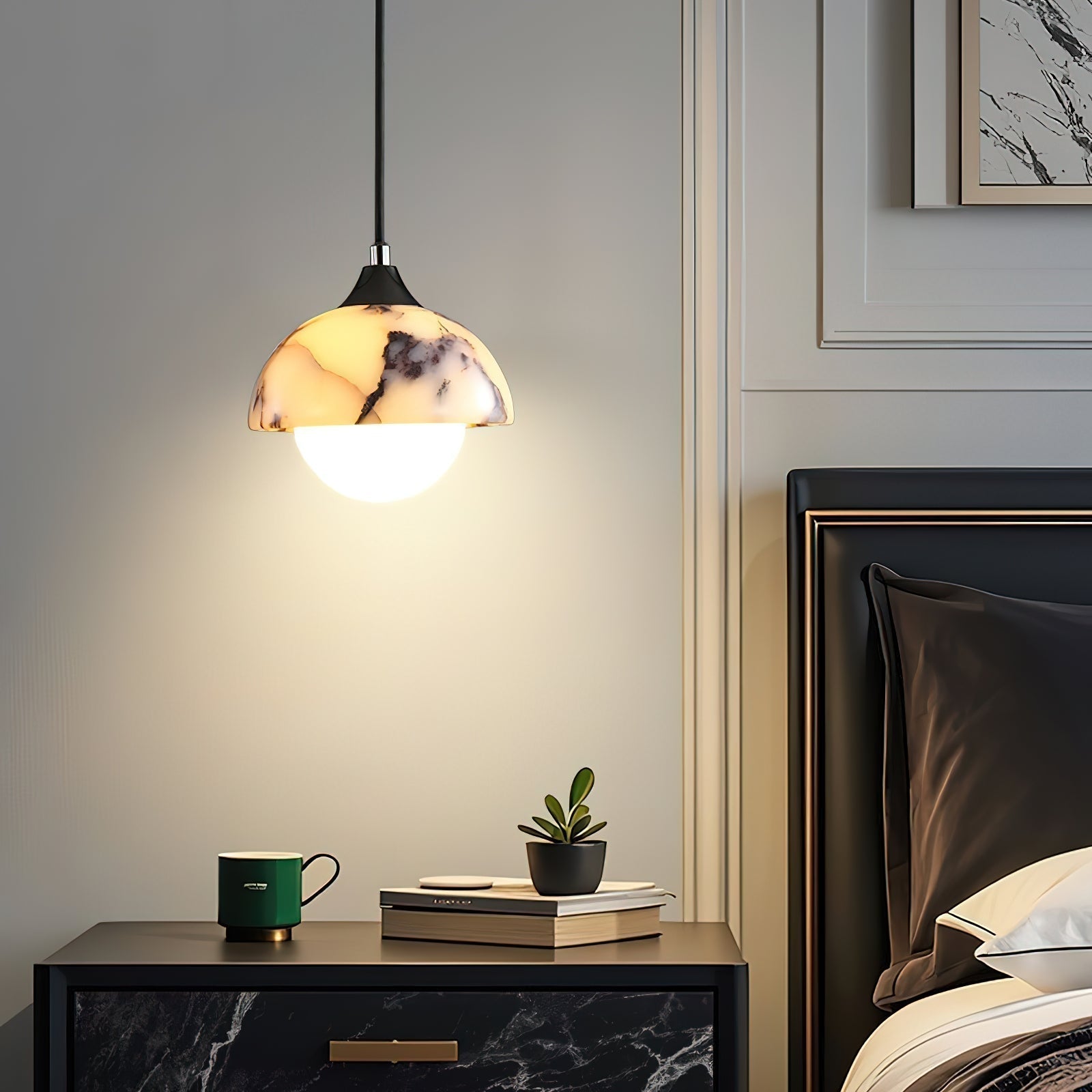 Yrvuvys Modern Minimalist Marble Pendant Lamp - Lamp Copper