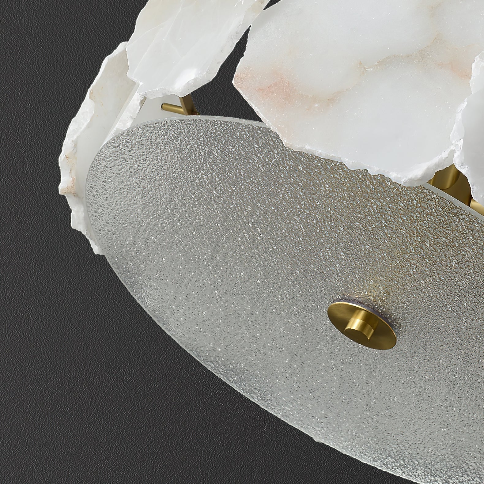 Zoruvys Sophisticated Disc Flat Alabaster Glass Ceiling Light - Lamp Copper