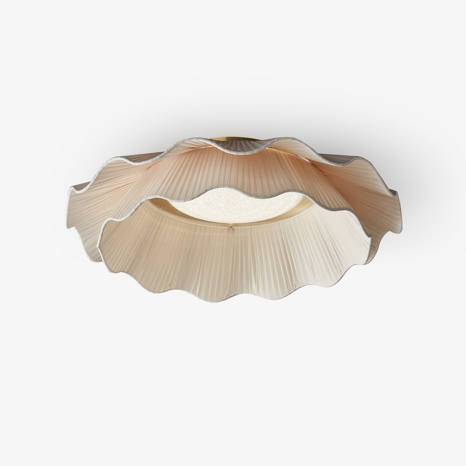 Ritta Lampada da Soffitto in Tessuto Ondulato con Finitura in Ottone