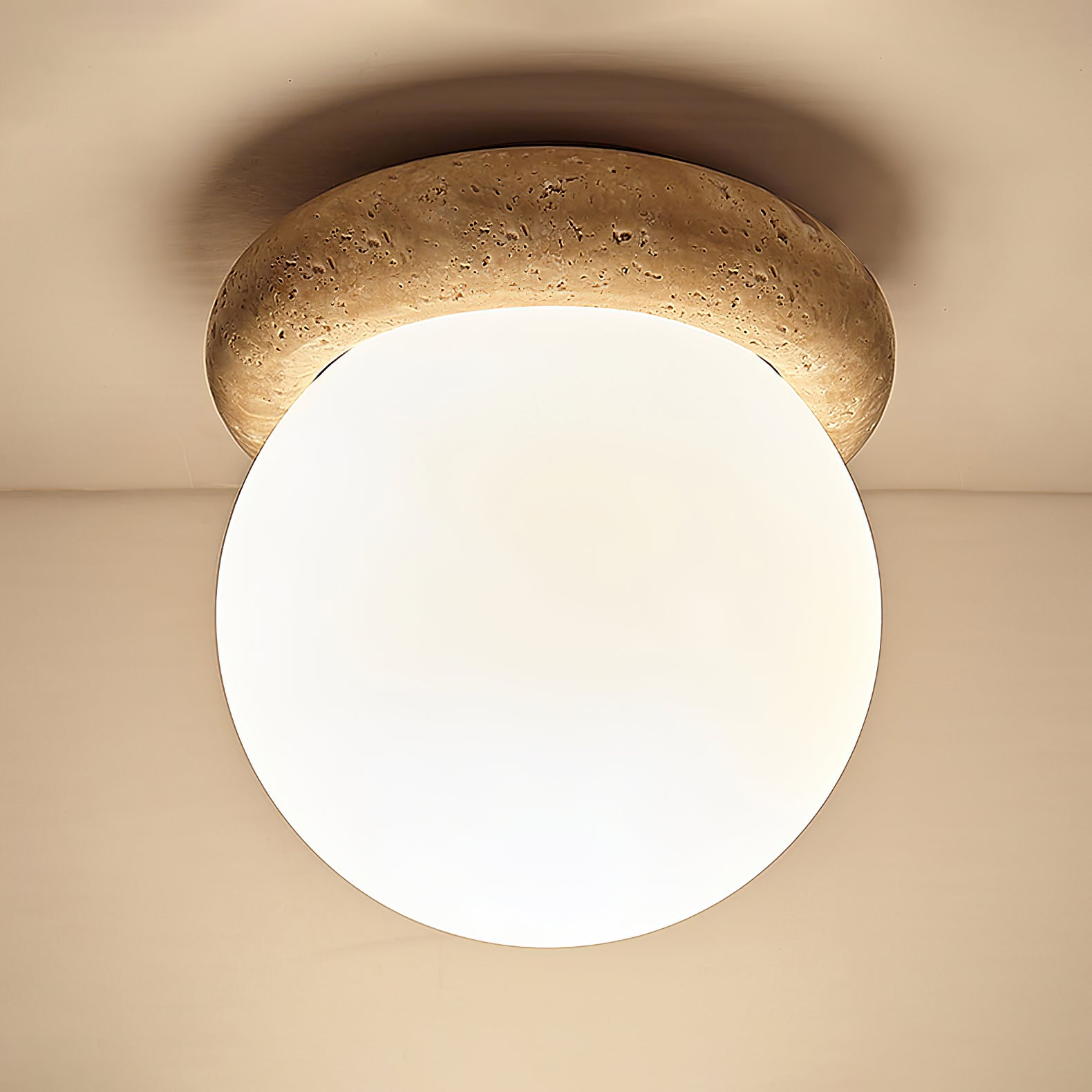 Colaeiel Disc-Globe Travertine Ceiling Light - Neutralighting