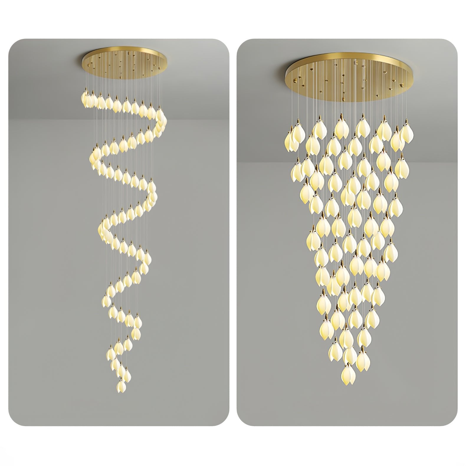 Caphayra Floral Ceramic Brass Chandelier - Blowlighting