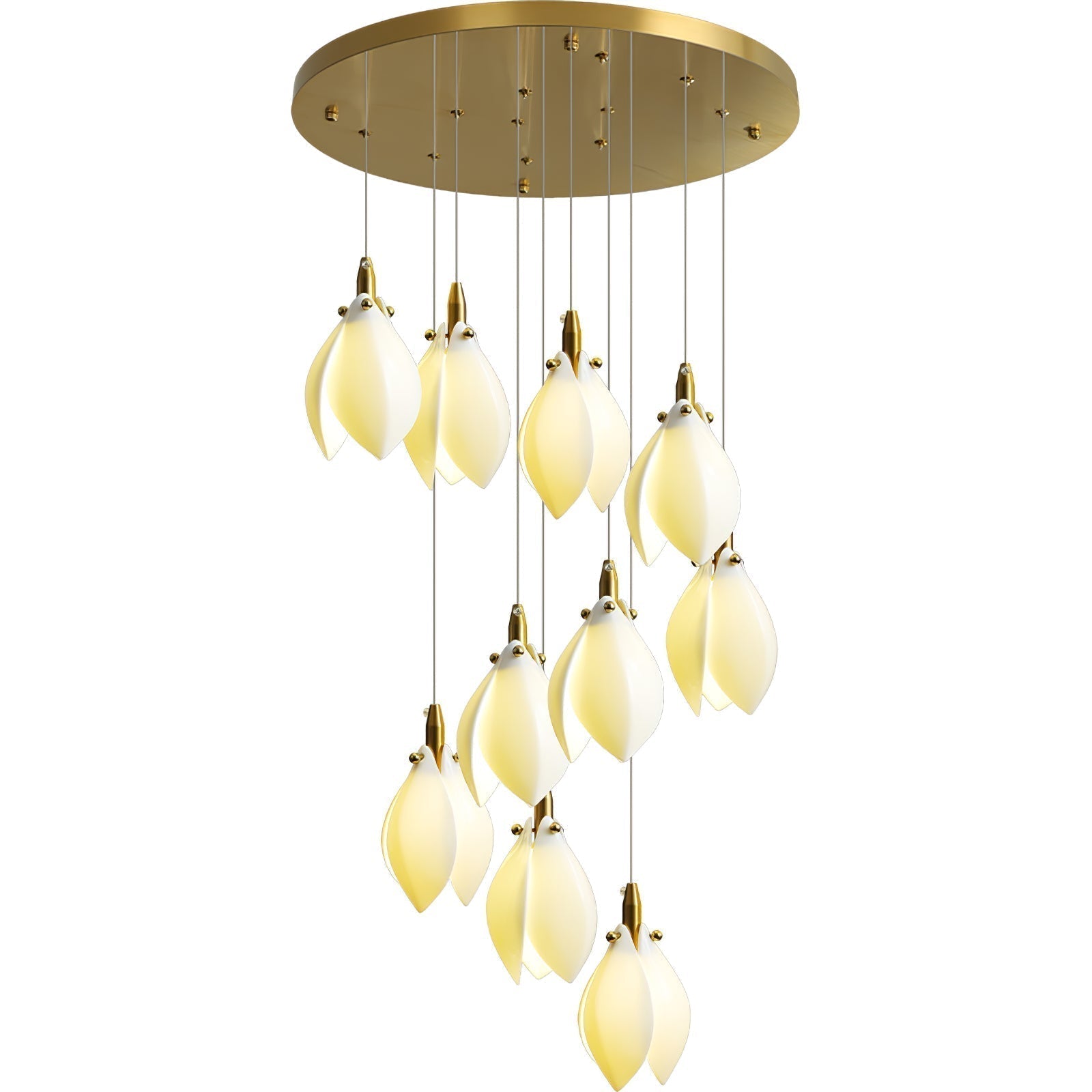 Caphayra Floral Ceramic Brass Chandelier - Blowlighting