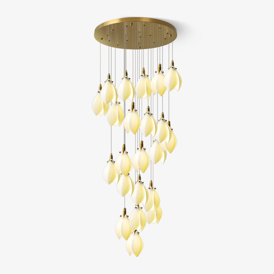 Caphayra Floral Ceramic Brass Chandelier - Blowlighting