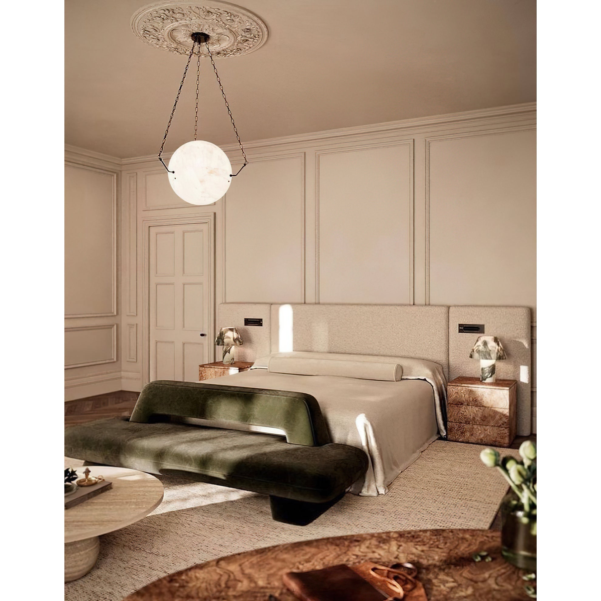 Himinuvys Modern Dimmable Minimalist Alabaster Pendant Lamp - Lamp Copper