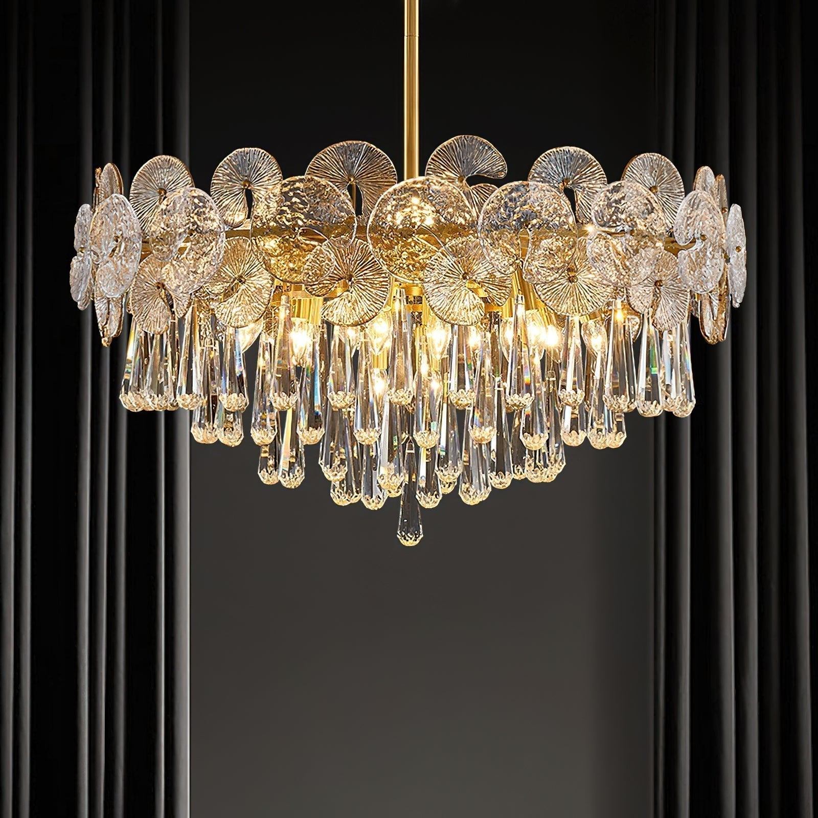 Caeluvyo Postmodern Luxury Elegance Crystal Chandelier - Lamp Copper