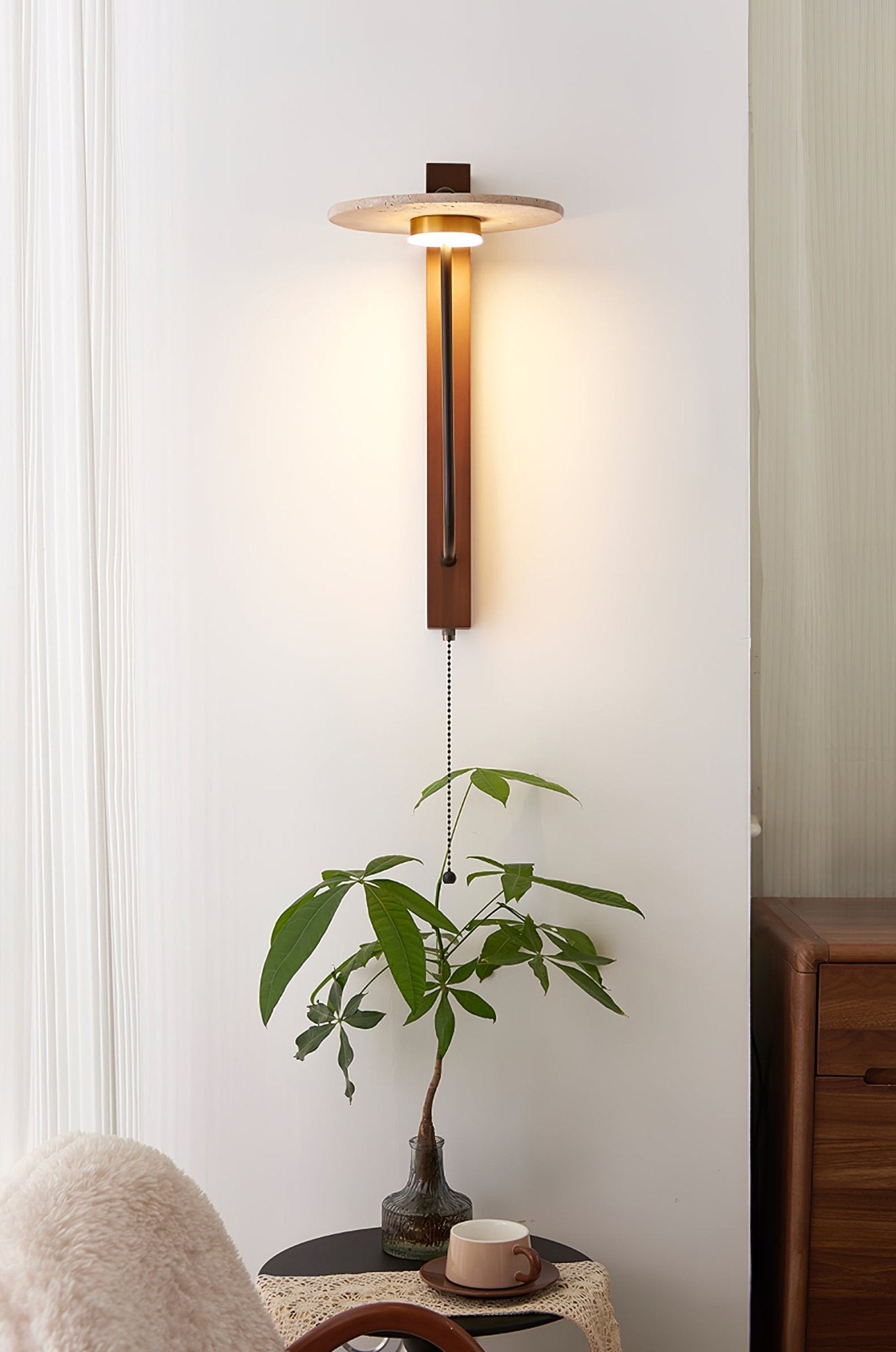 Viphayra Lever Arm Travertine Wall Light - Letslighting