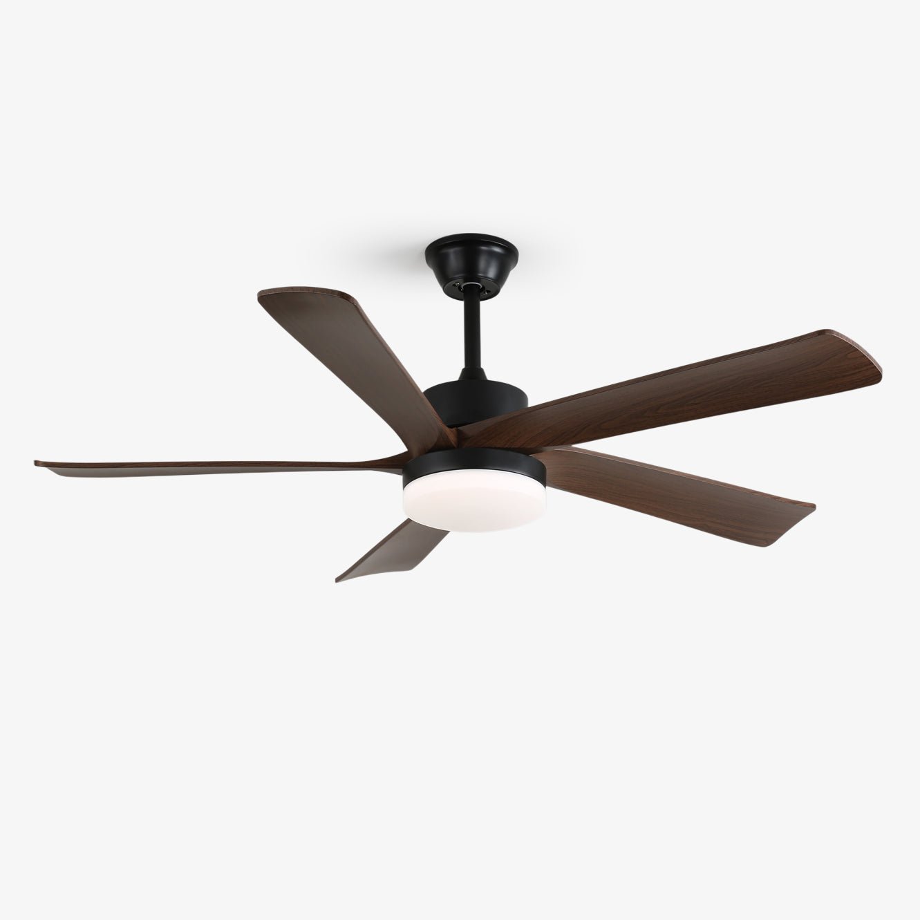 Ventilatore da soffitto moderno Eryndor in legno con luce, finitura nera