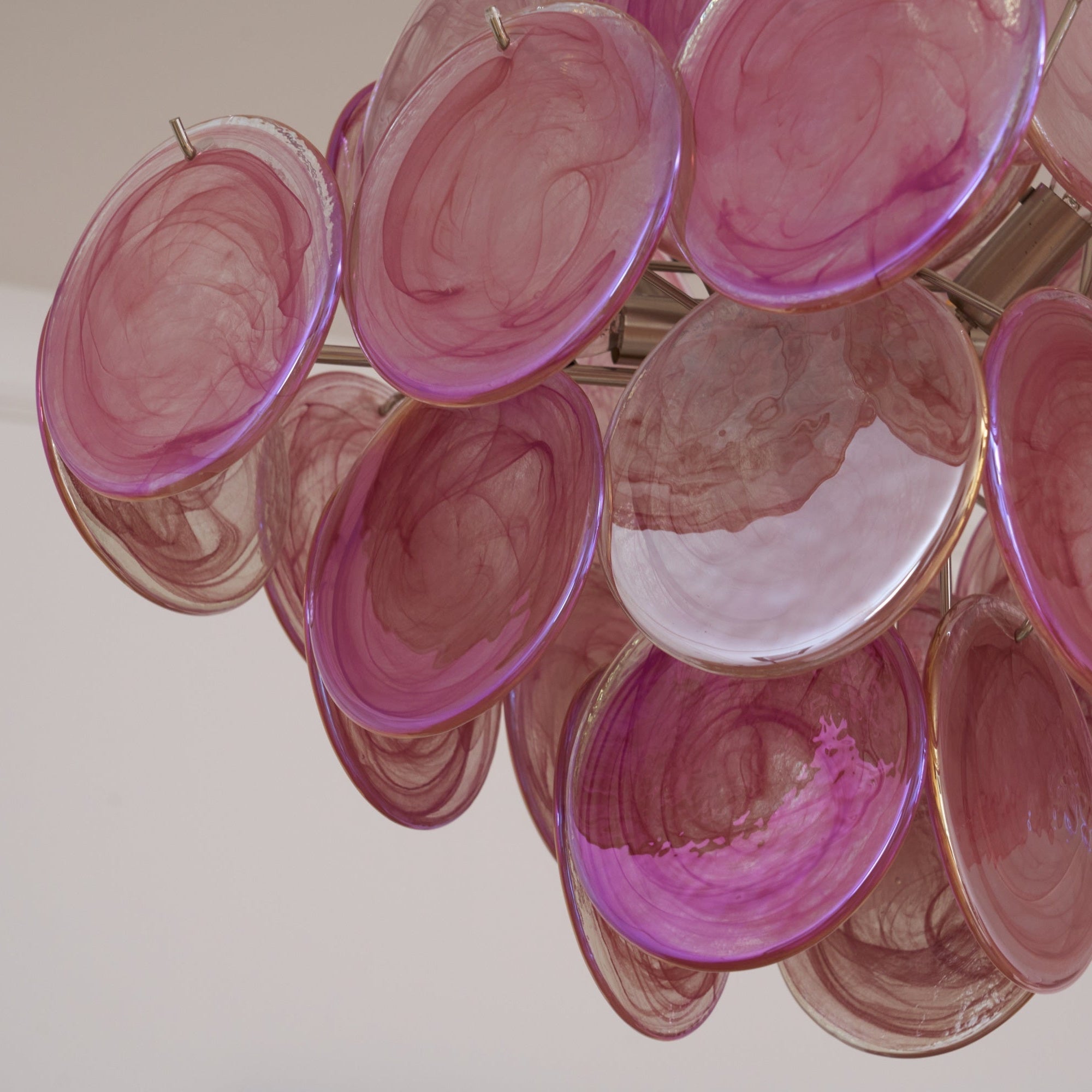 Aurora Chandelier Pink Glass Disc Layered Romantic - Neutralighting