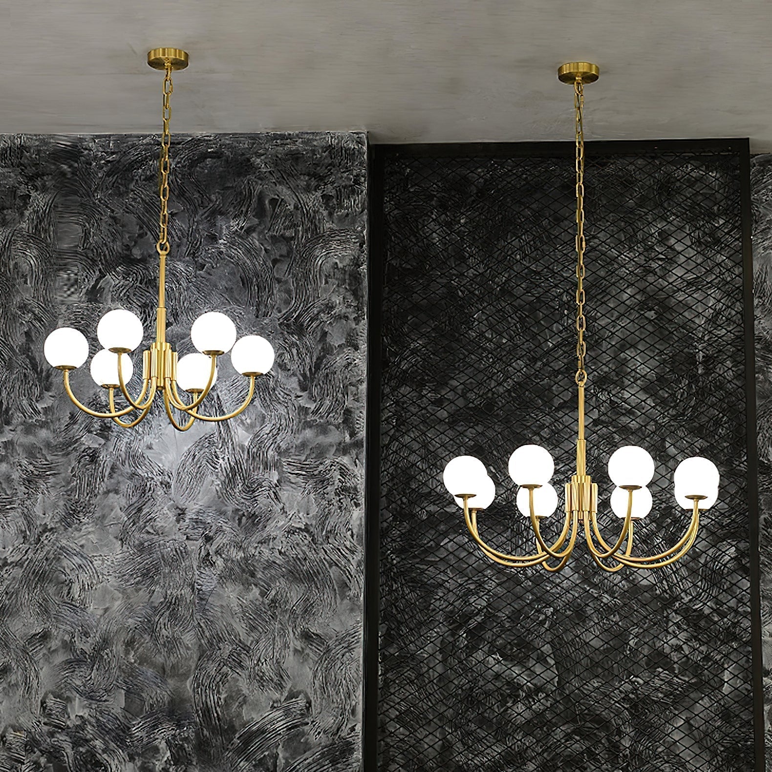 Mjolkuvys Modern Minimalist Globe Brass Alabaster Chandelier - Lamp Copper