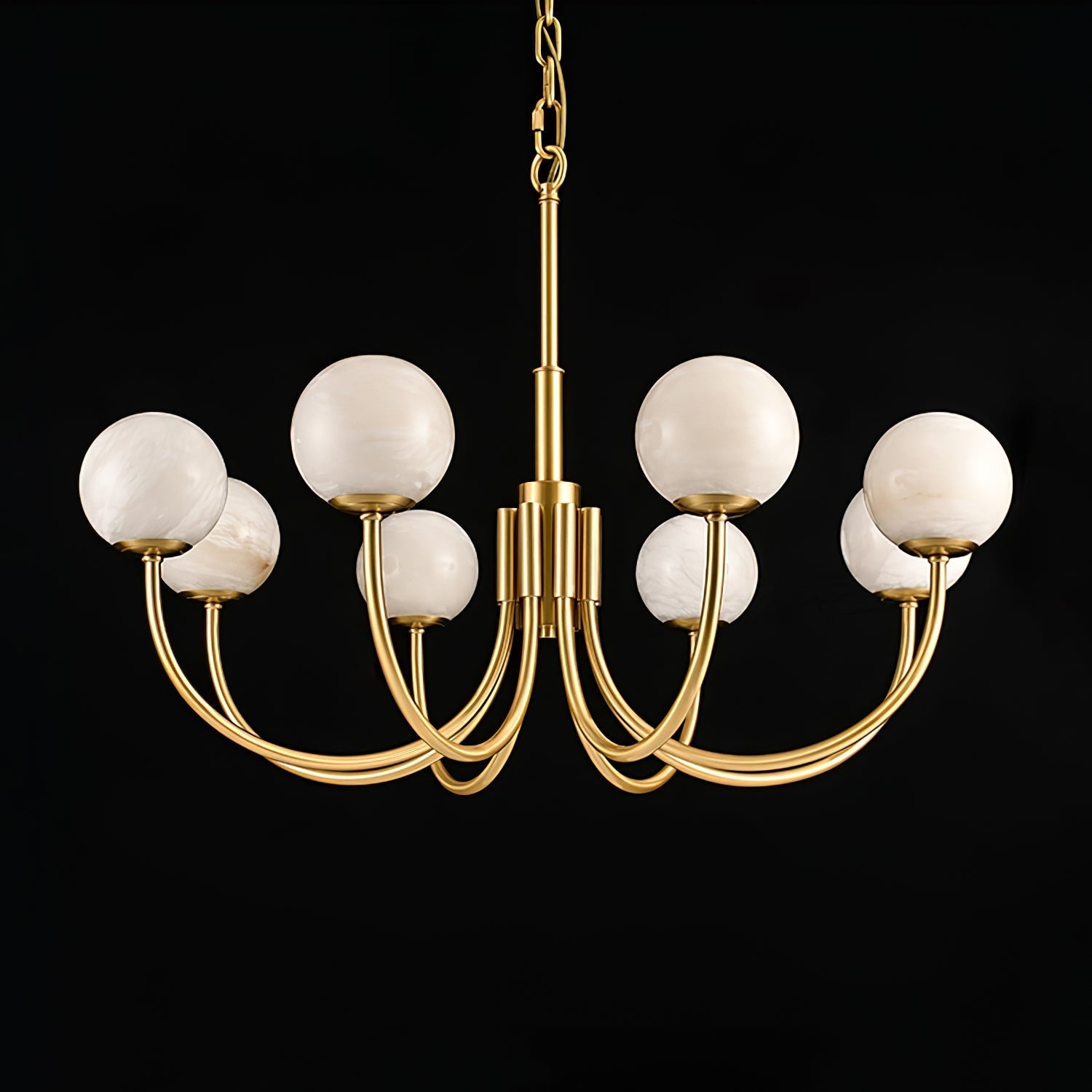 Mjolkuvys Modern Minimalist Globe Brass Alabaster Chandelier - Lamp Copper