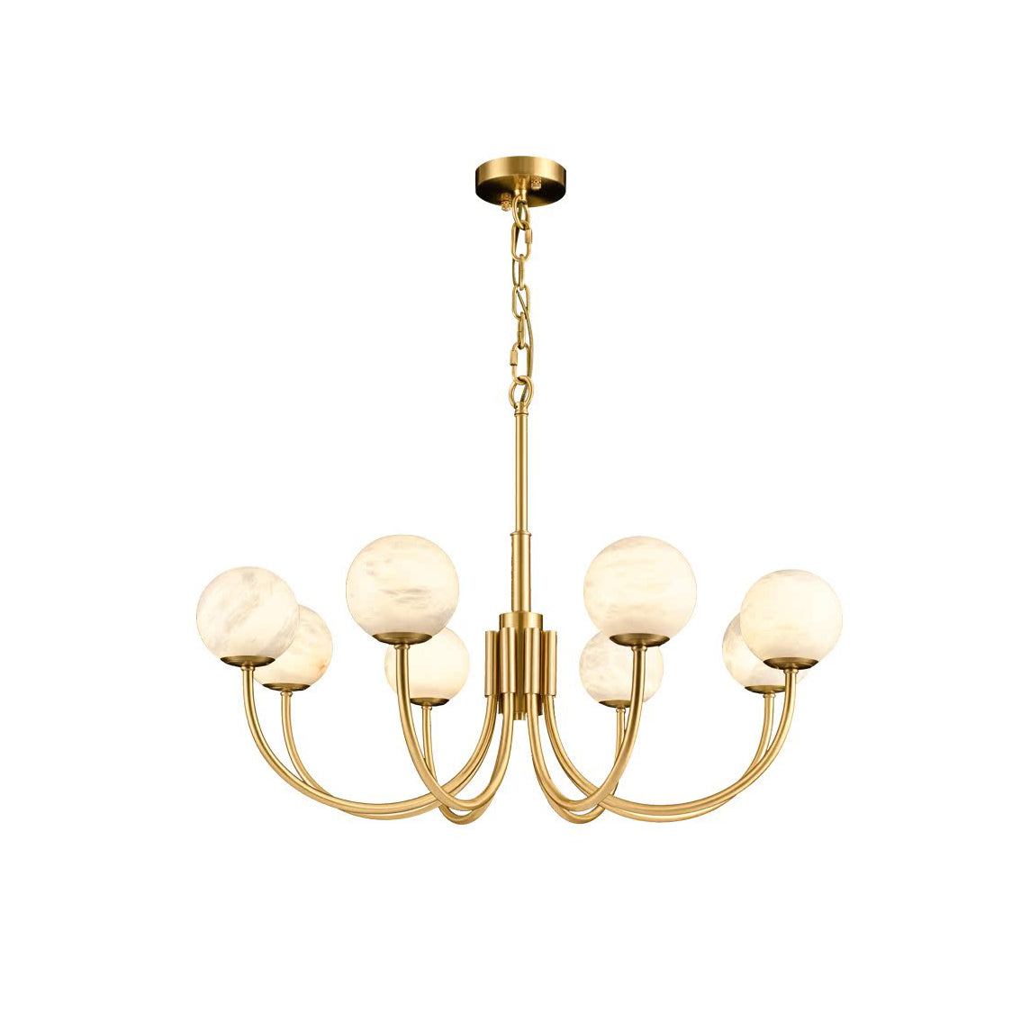 Mjolkuvys Modern Minimalist Globe Brass Alabaster Chandelier - Lamp Copper