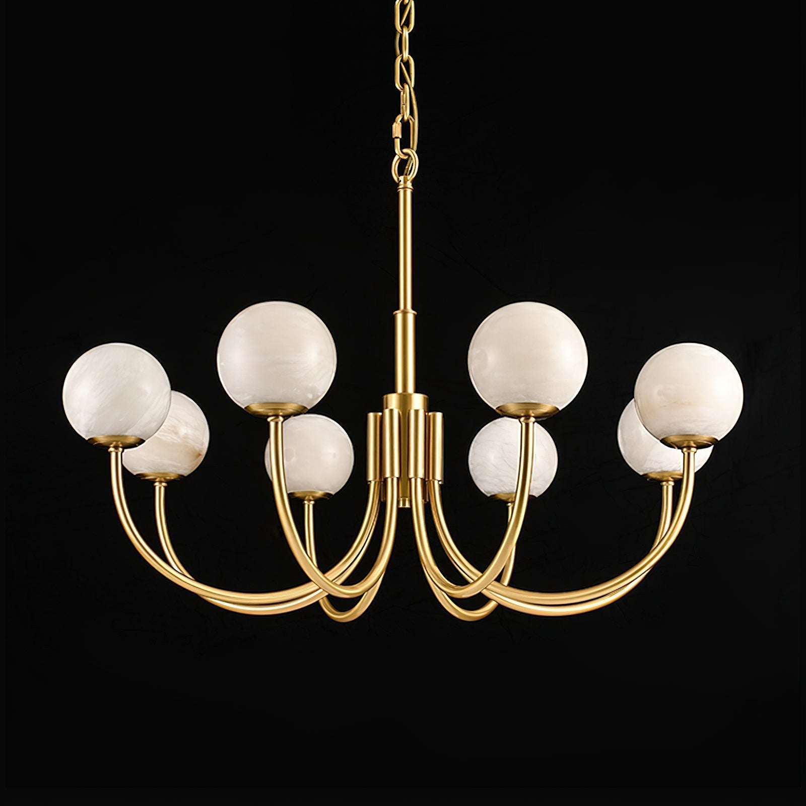 Mjolkuvys Modern Minimalist Globe Brass Alabaster Chandelier - Lamp Copper