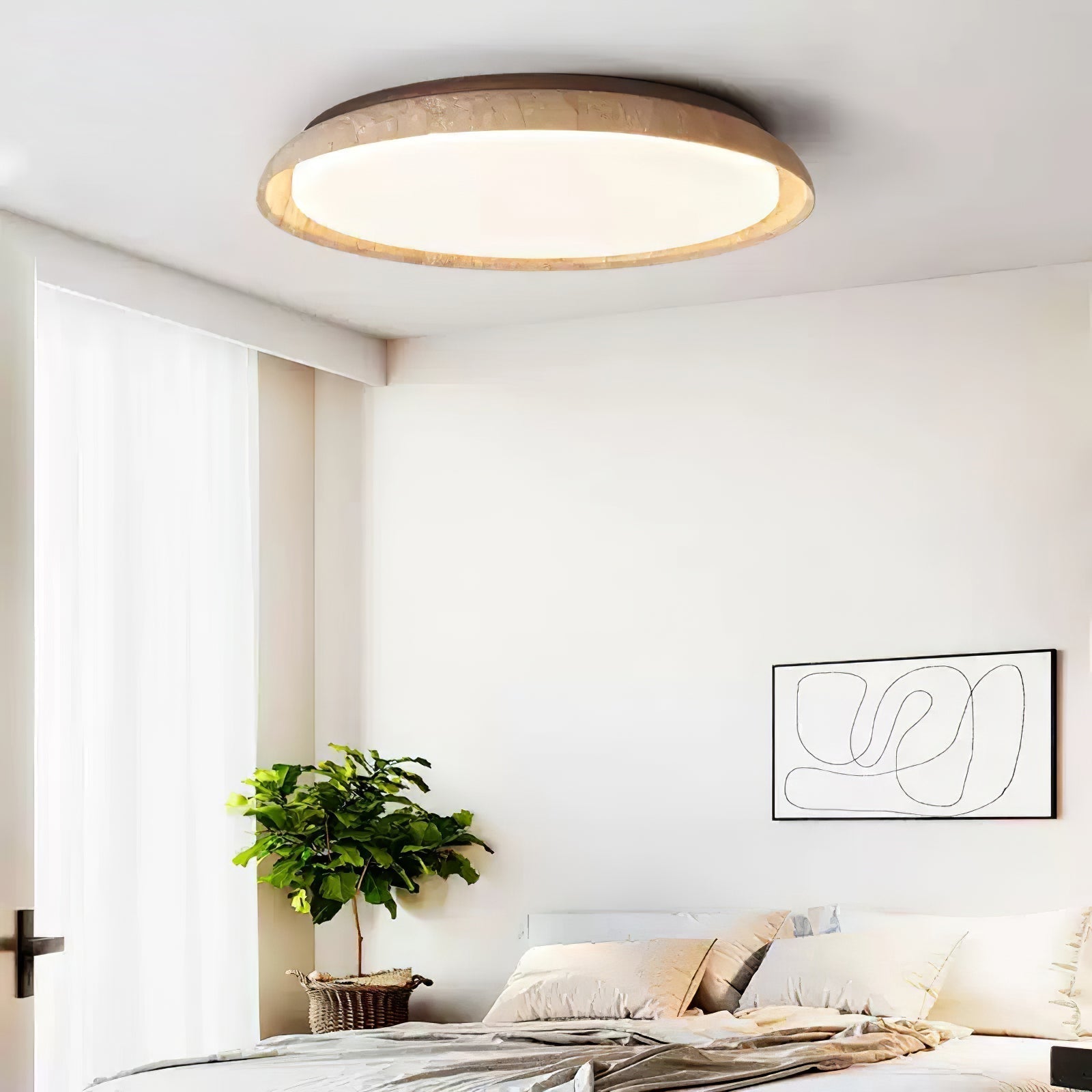 Elvinila Ring-Rim Travertine Ceiling Light - Neutralighting