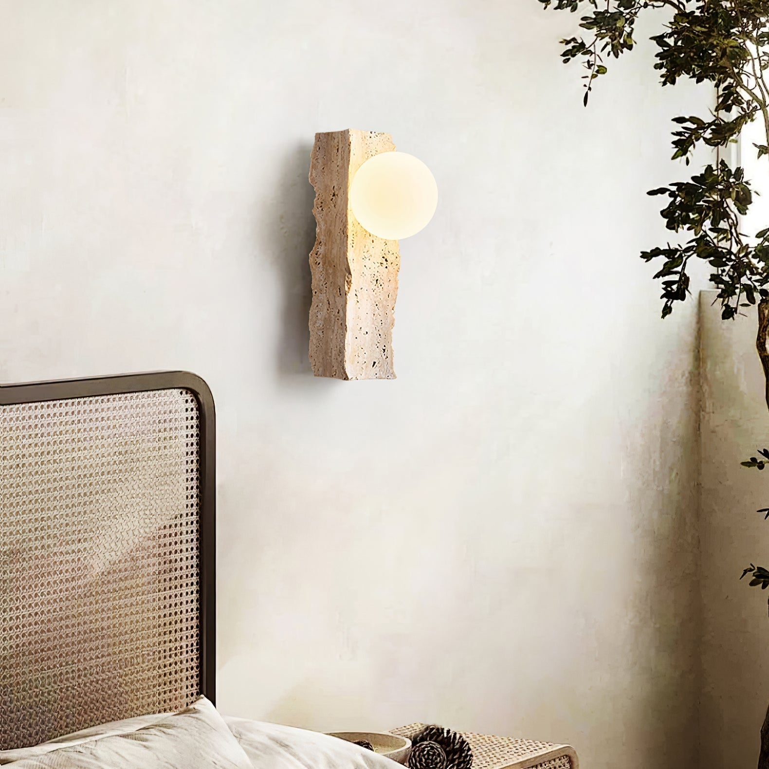 Elnoren Organic Travertine Wall Light - Neutralighting