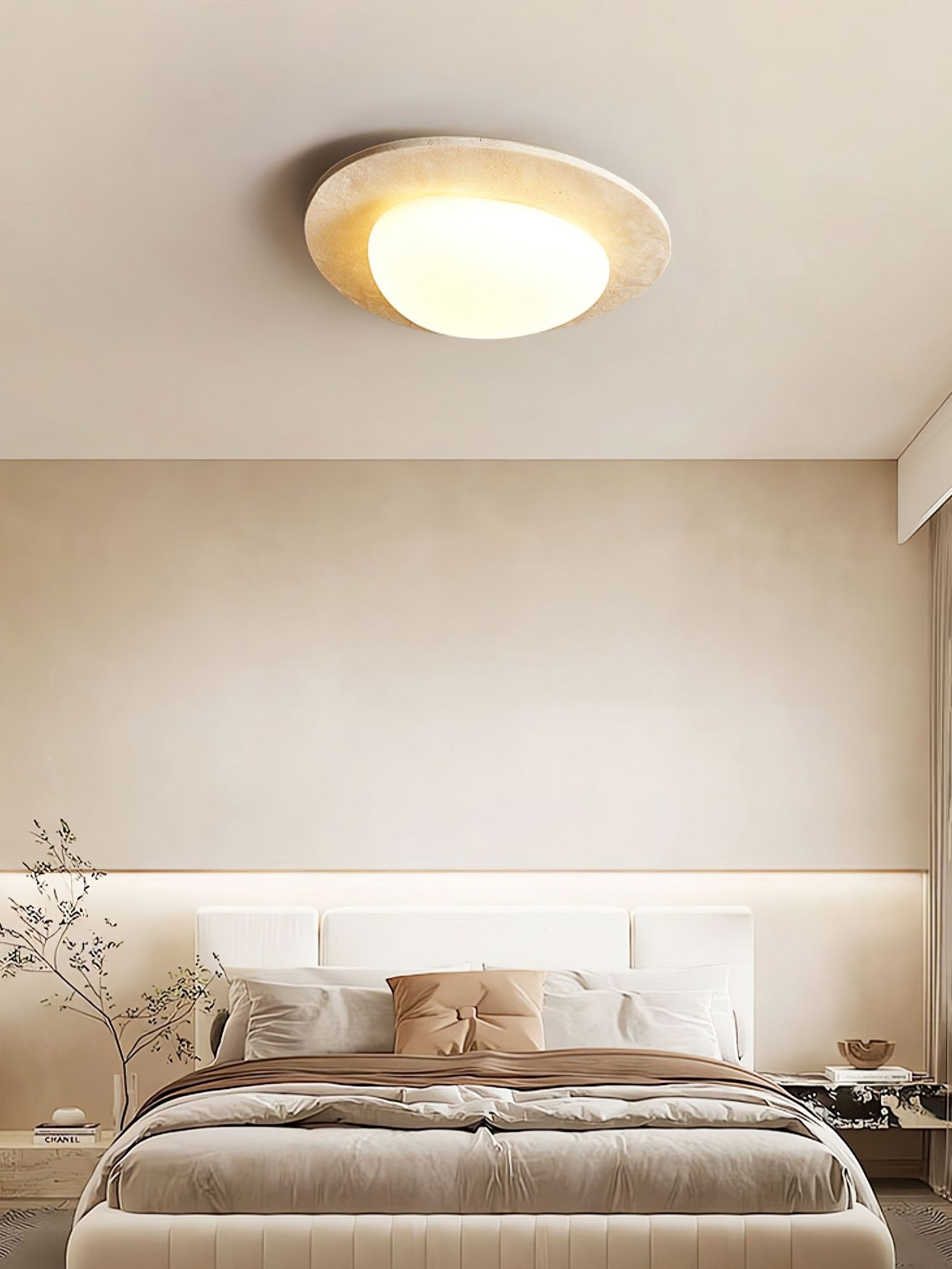 Orlaeisra Circular Travertine Ceiling Light - Neutralighting