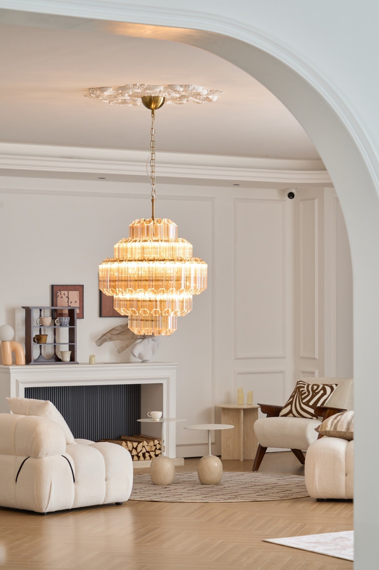 Aurora Chandelier Aurum Cascade Murano Glass Prism Art - Blowlighting