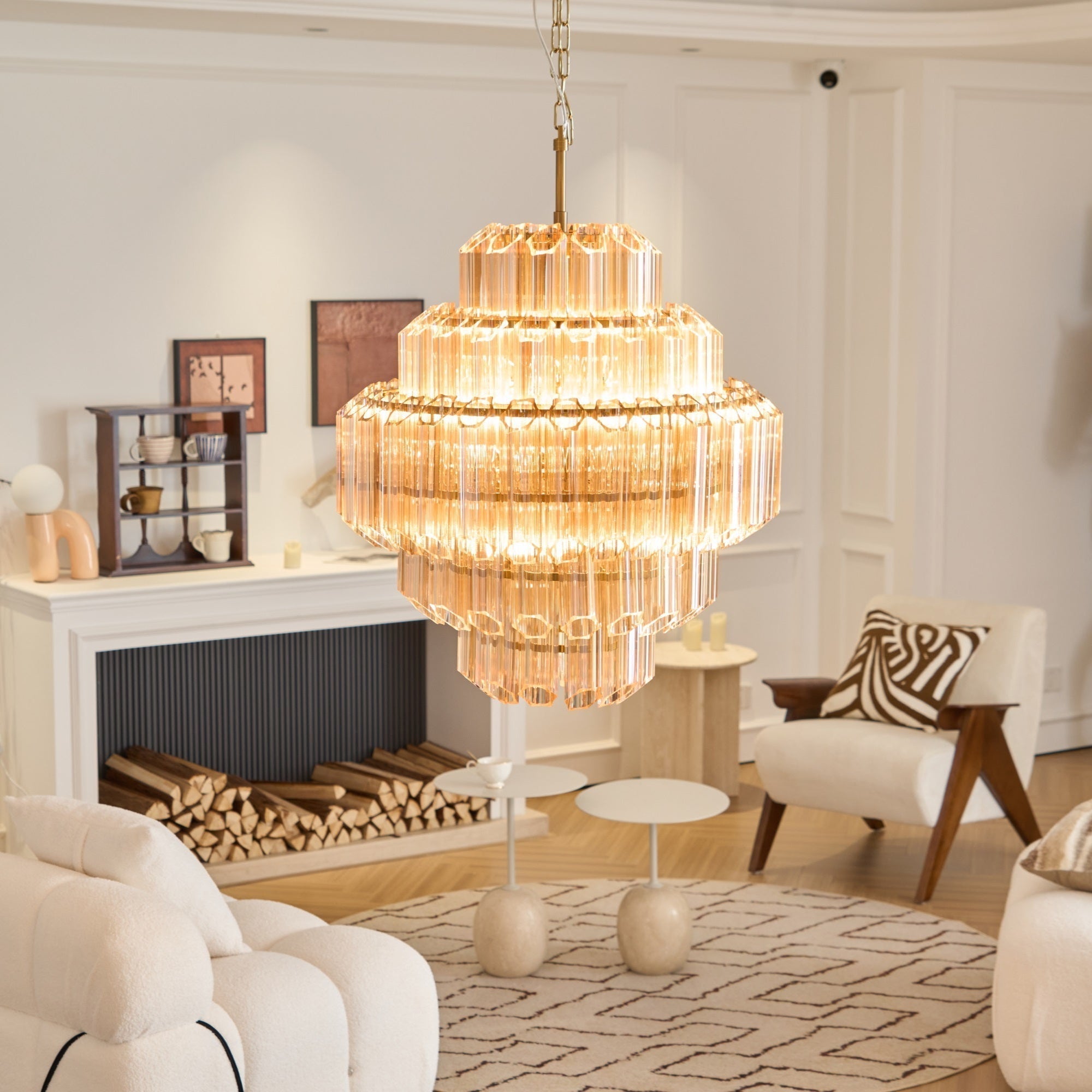 Aurora Chandelier Aurum Cascade Murano Glass Prism Art - Blowlighting