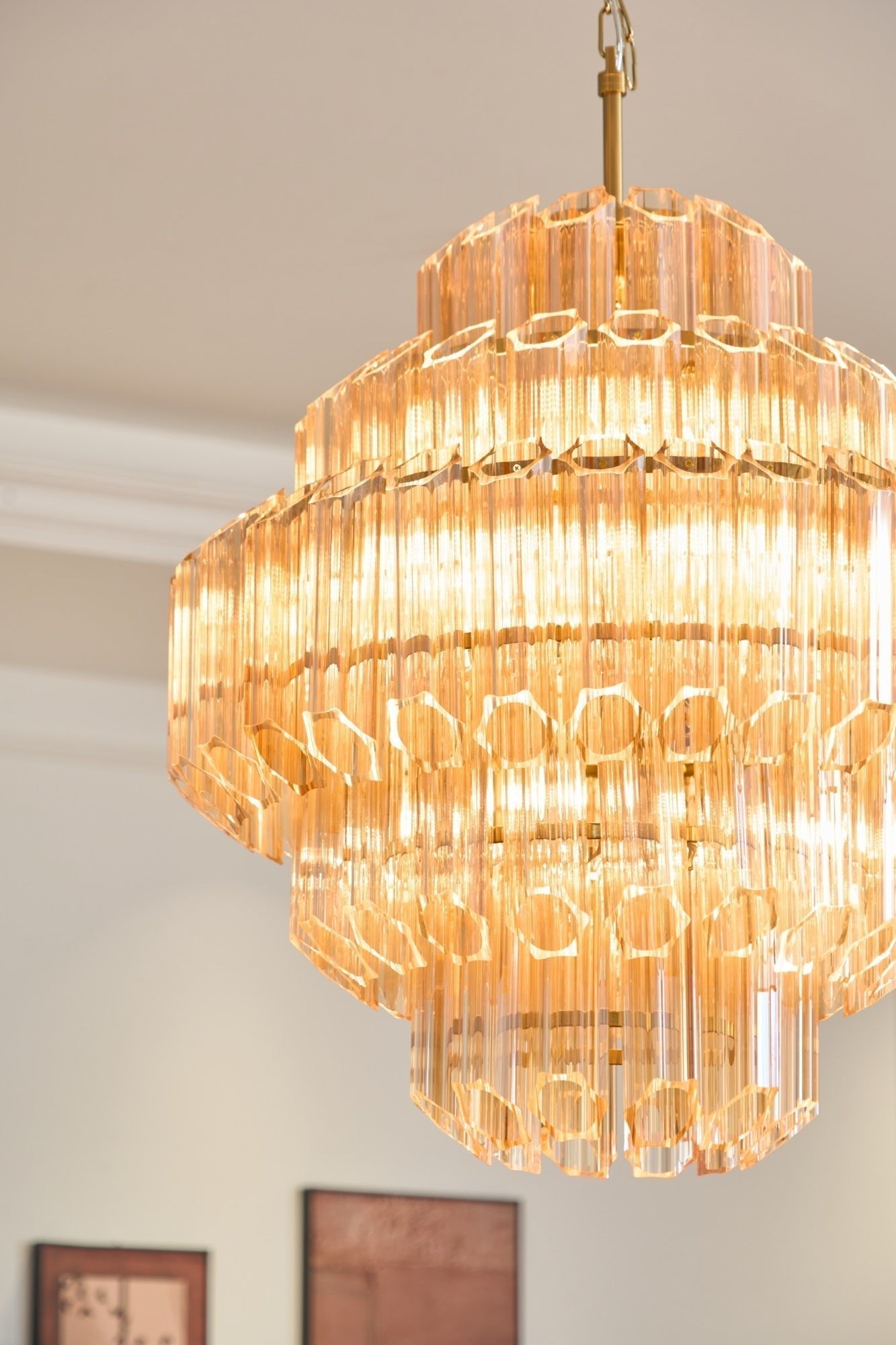 Aurora Chandelier Aurum Cascade Murano Glass Prism Art - Blowlighting
