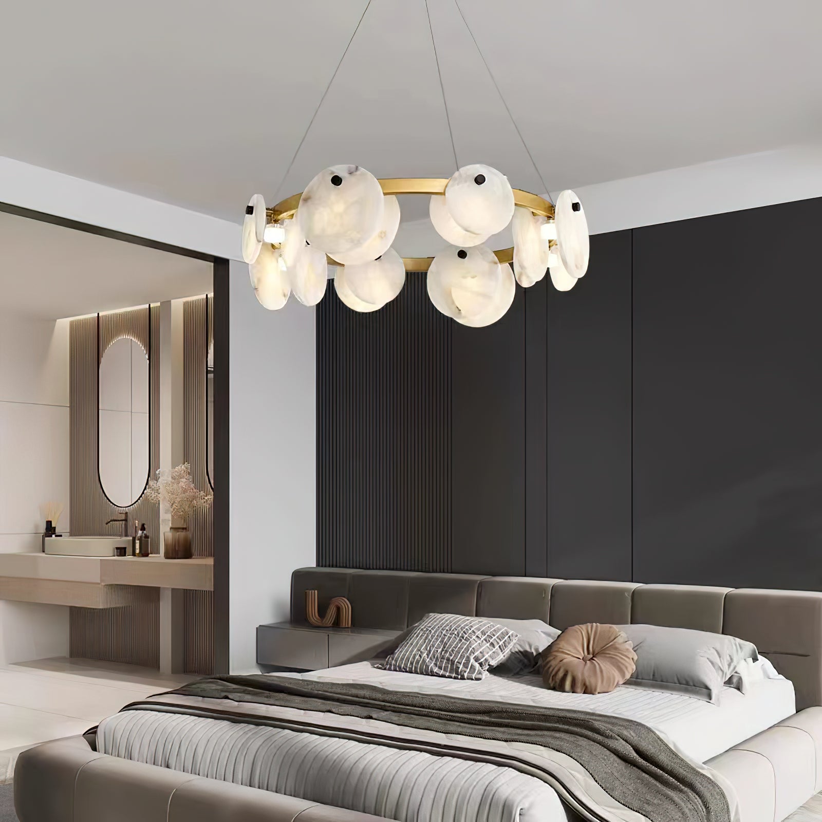 Ostruvys Postmodern Luxury Brass Alabaster Chandelier - Lamp Copper