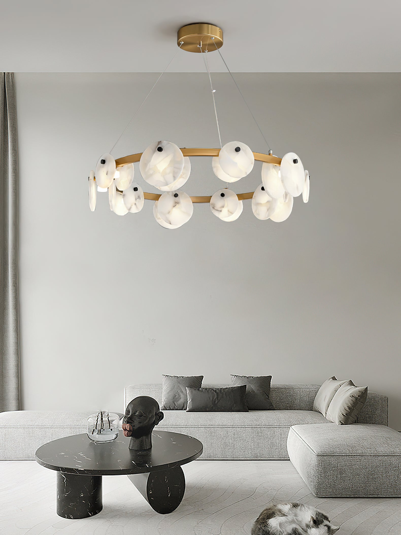 Ostruvys Postmodern Luxury Brass Alabaster Chandelier - Lamp Copper