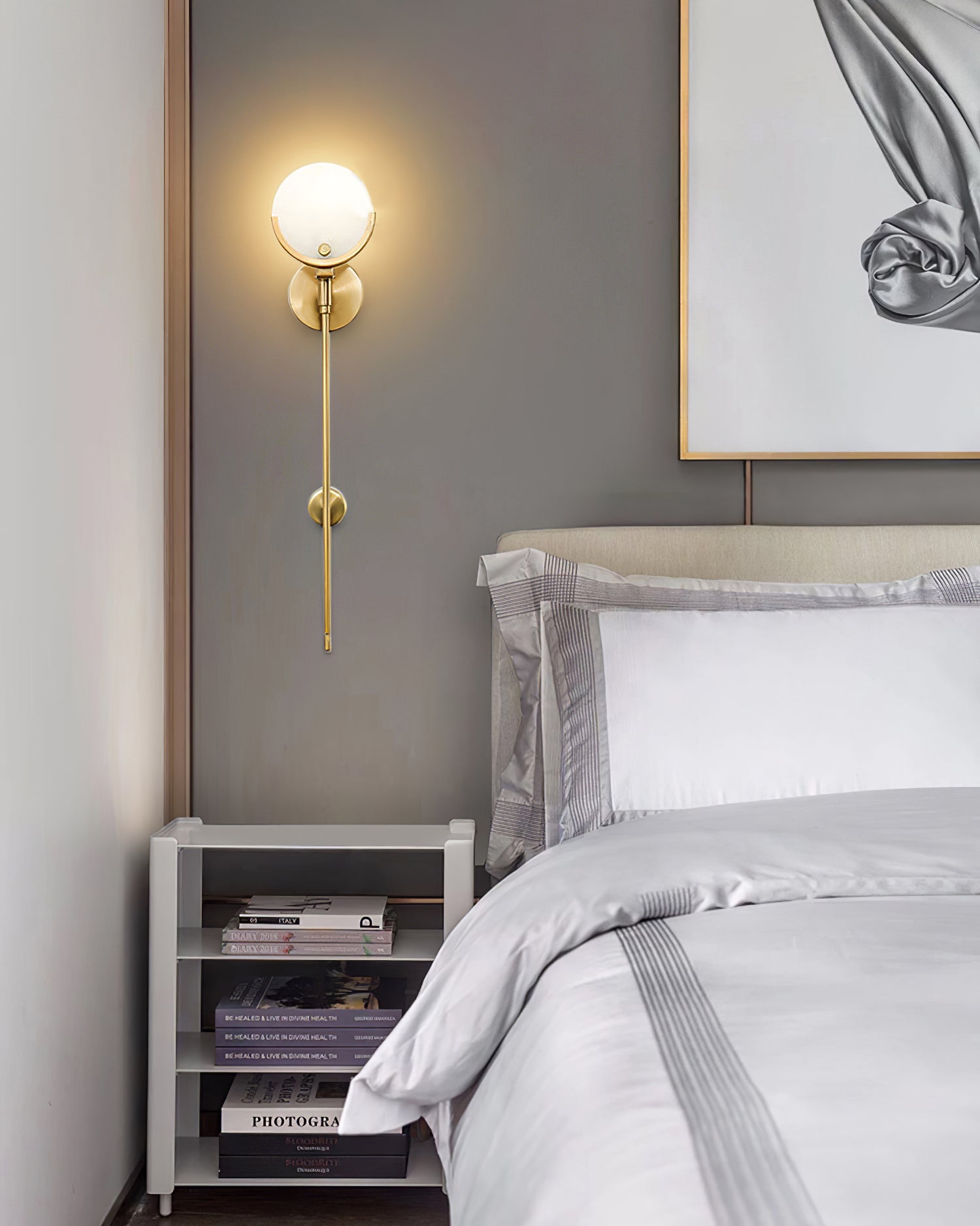 Ljomuvyo Modern Minimalist Brass Alabaster Sconce Wall Lamp - Lamp Copper