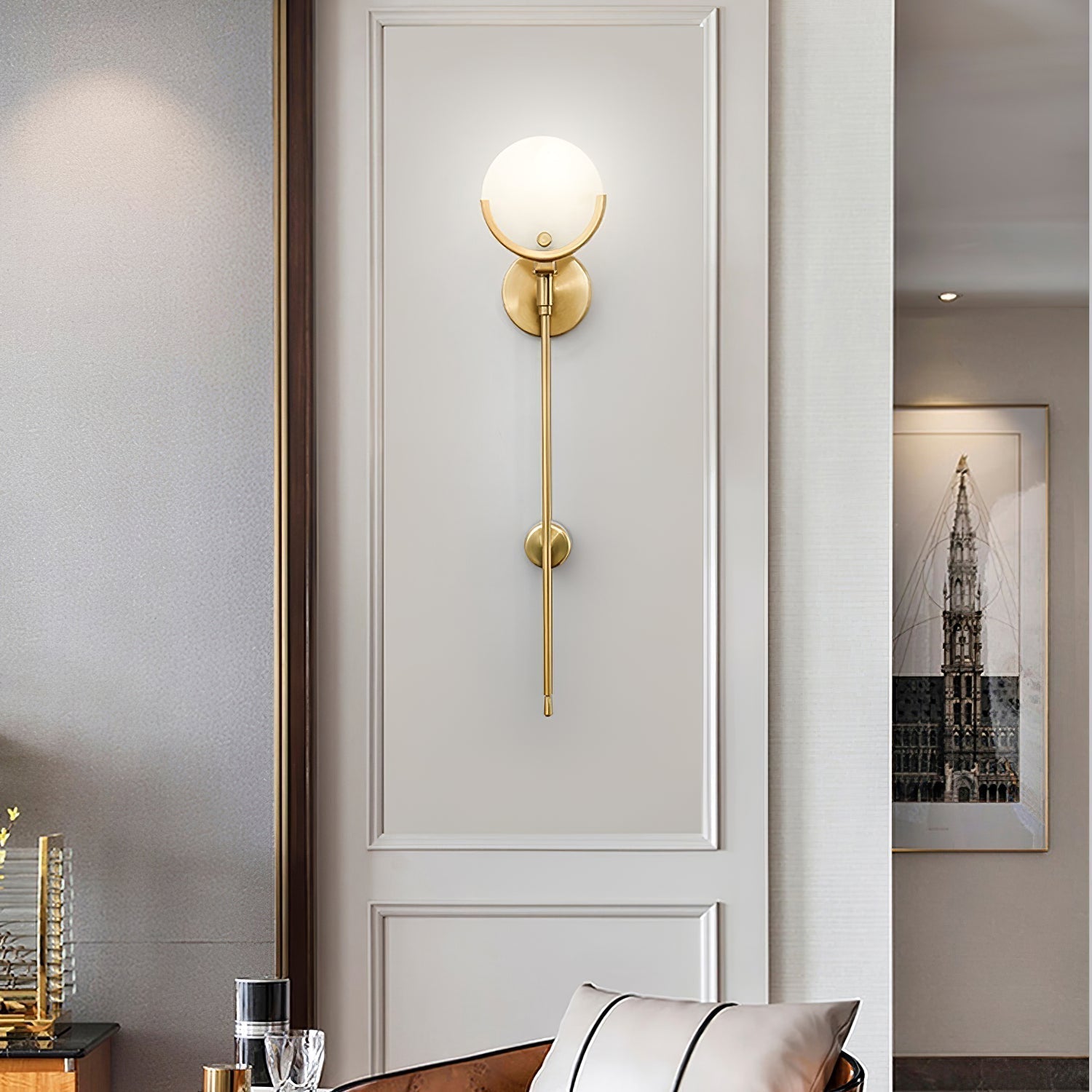 Ljomuvyo Modern Minimalist Brass Alabaster Sconce Wall Lamp - Lamp Copper