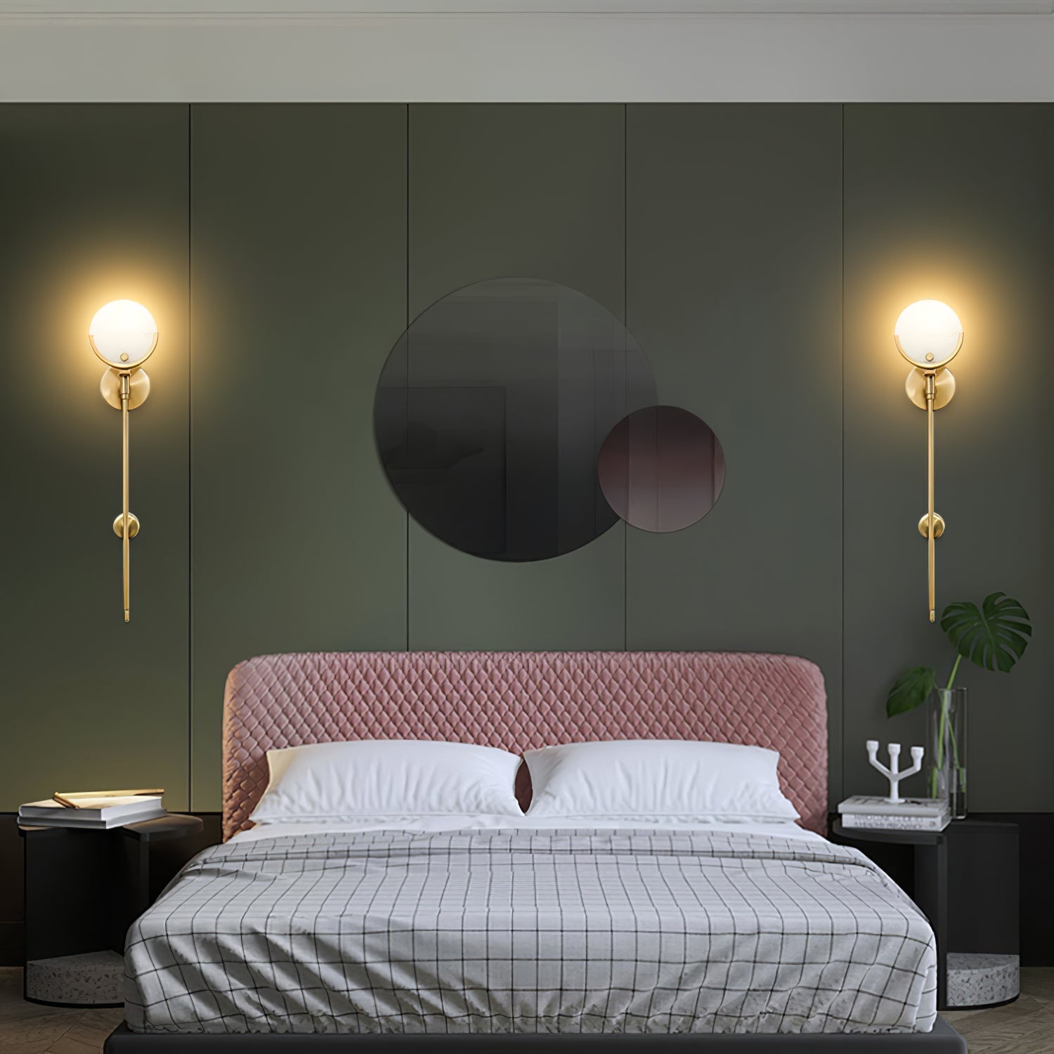 Ljomuvyo Modern Minimalist Brass Alabaster Sconce Wall Lamp - Lamp Copper
