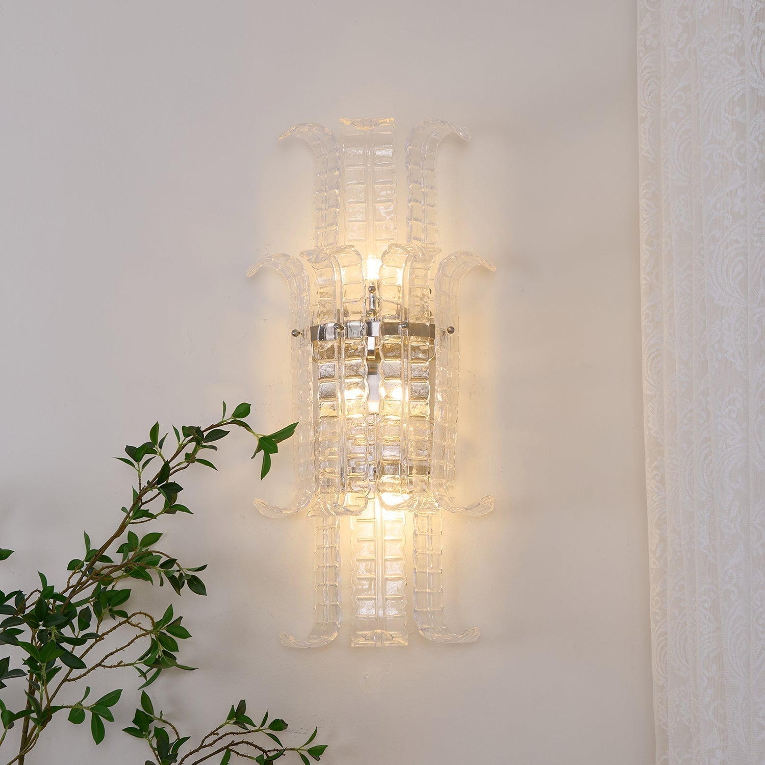 Aurora Wall Sconce Clear Murano Glass Panel Geometric - Neutralighting