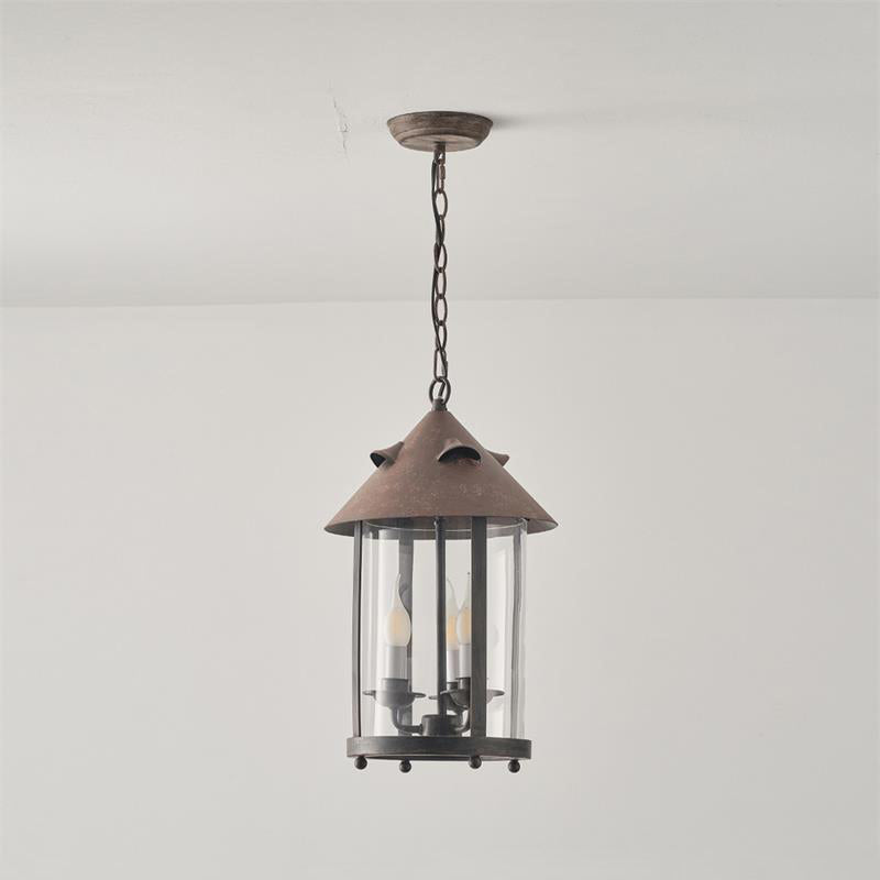 Tinduvyh Vintage Industrial Metal Glass Lantern Pendant Lamp - Lamp Copper