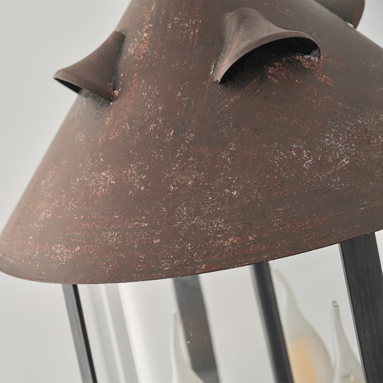 Tinduvyh Vintage Industrial Metal Glass Lantern Pendant Lamp - Lamp Copper