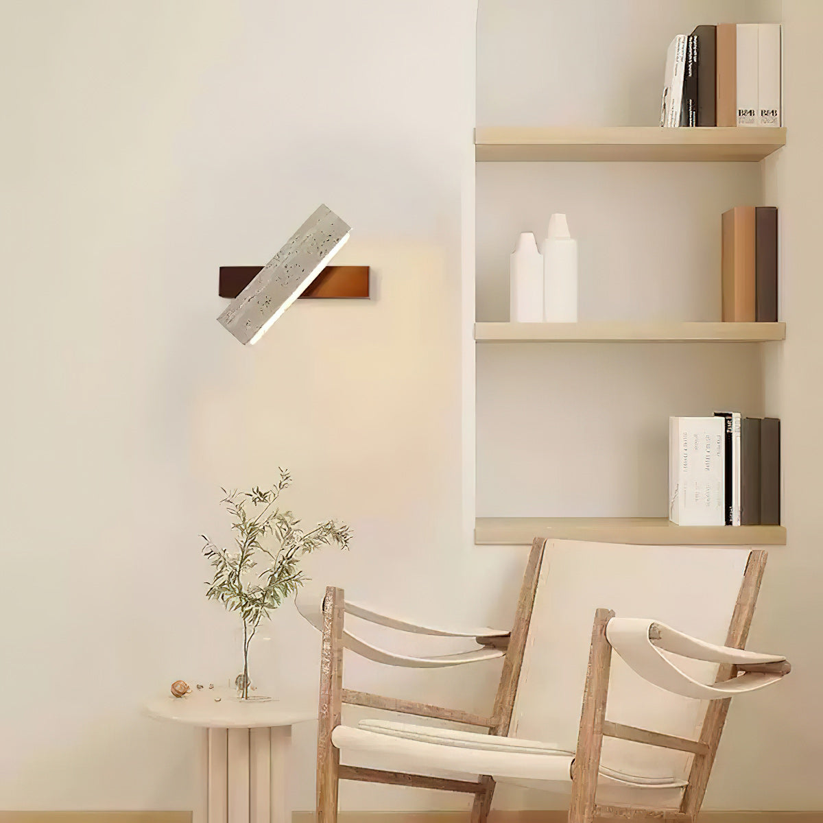 Ostruvyo Modern Minimalist Linear Walnut Travertine Wall Lamp - Lamp Copper