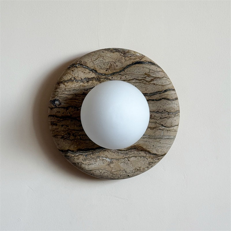 Alsorarae Modern Minimalist Beige Glass Marble Sconce Wall Lamp - Lamp Copper