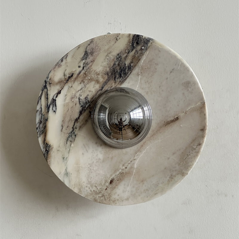Alter Modern Minimalist Round Marble Metal Sconce Wall Lamp - Lamp Copper