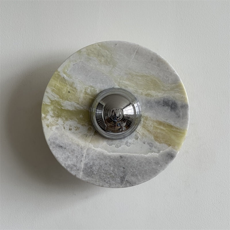 Evvarel Modern Minimalist Green Marble Metal Sconce Wall Lamp - Lamp Copper