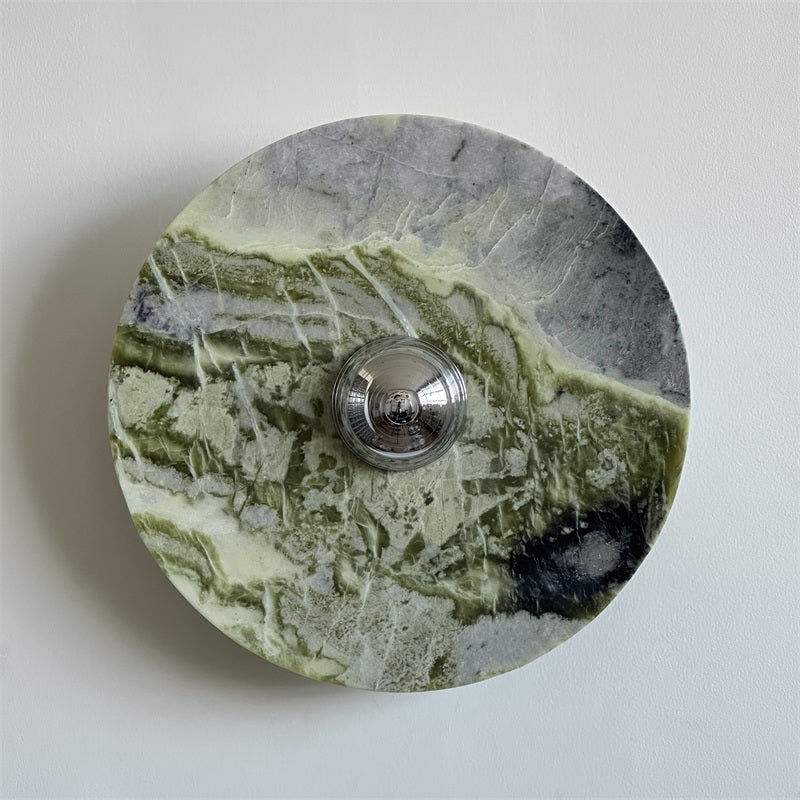 Evvarel Modern Minimalist Green Marble Metal Sconce Wall Lamp - Lamp Copper
