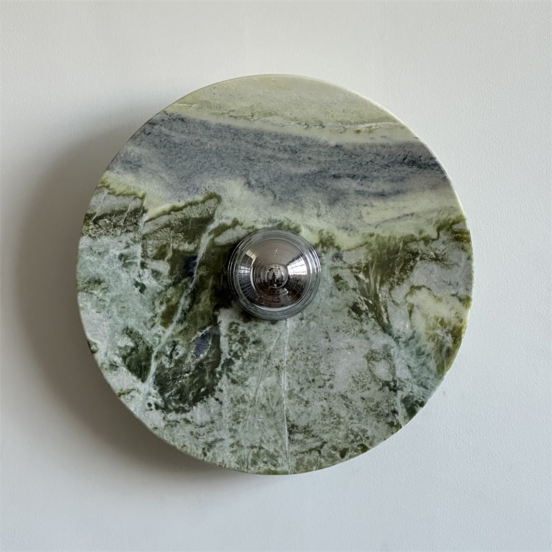 Evvarel Modern Minimalist Green Marble Metal Sconce Wall Lamp - Lamp Copper