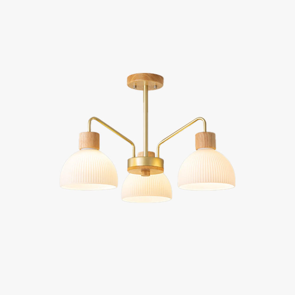 Arisha Moderno Metallo/Legno/Vetro Lux Lampadario Bianco/Noce Soggiorno/Sala da Pranzo