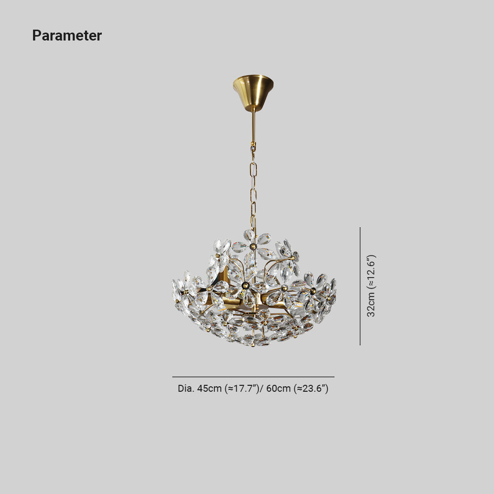 Arisha Retro Oro Fiore Cristallo Lampade a sospensione Soggiorno