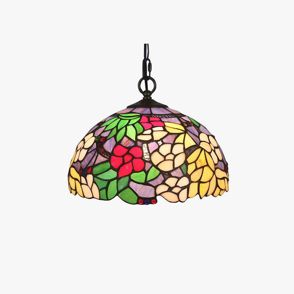 Tiffany Retro LED Lampade a sospensione Colorato Fiore Vetro Soggiorno