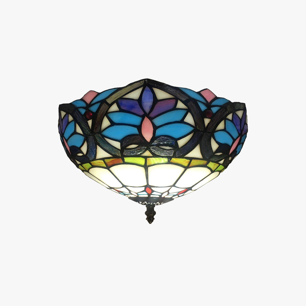 Tiffany Design LED Metallo/Vetro Plafoniera Blu Camera da letto/Soggiorno