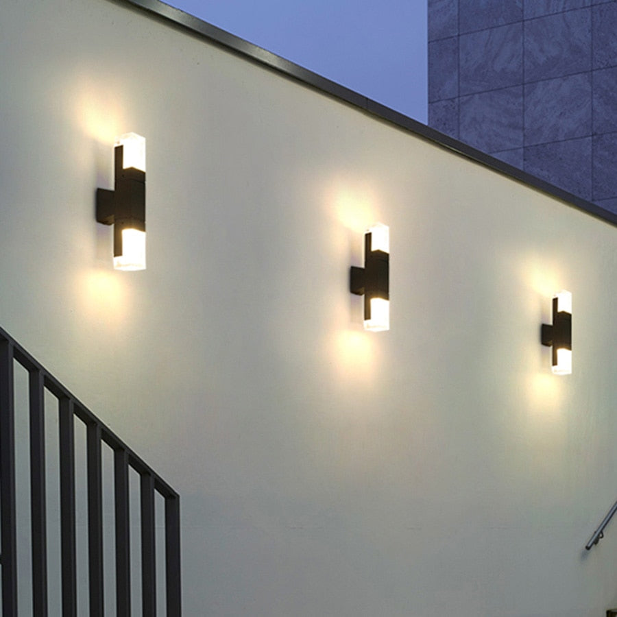 Ray Moderno LED Applique da Esterni Metallo Nero Rettangolare Impermeabile