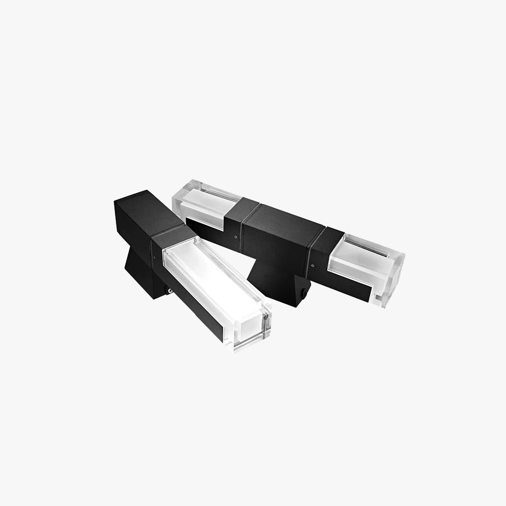 Ray Moderno LED Applique da Esterni Metallo Nero Rettangolare Impermeabile